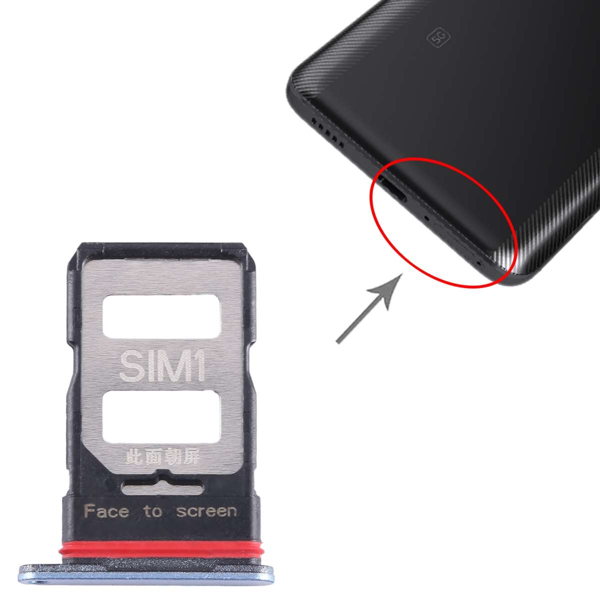 For Xiaomi Redmi K60 SIM Card Tray + SIM Card Tray (Black)