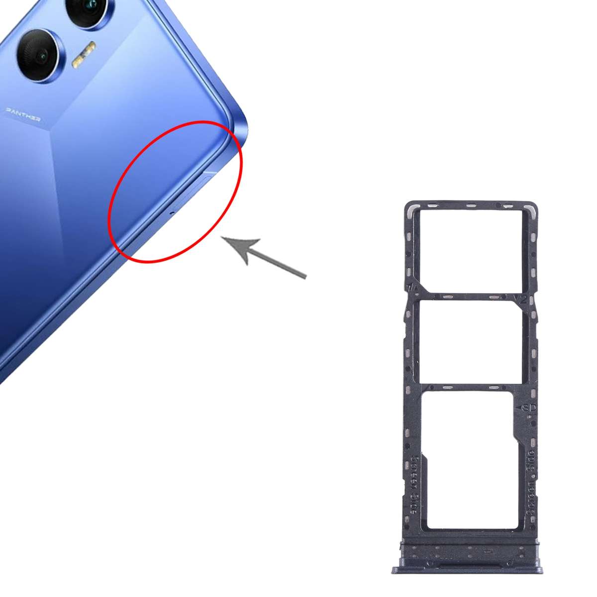 For Tecno Pova Neo SIM Card Tray + SIM Card Tray + Micro SD Card Tray (Blue)