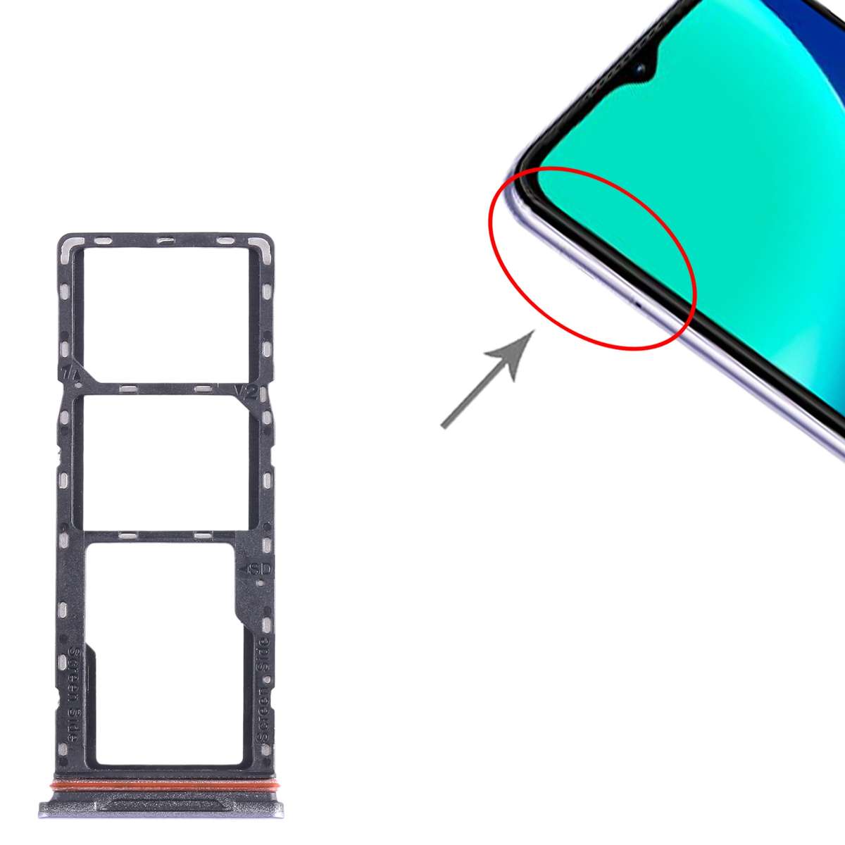 For Infinix Hot 10i X659B SIM Card Tray + SIM Card Tray + Micro SD Card Tray (Black)