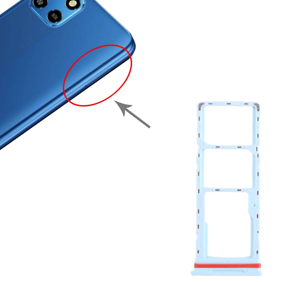 For Infinix Smart 6 HD X6512 SIM Card Tray + SIM Card Tray + Micro SD Card Tray (Dark Blue)
