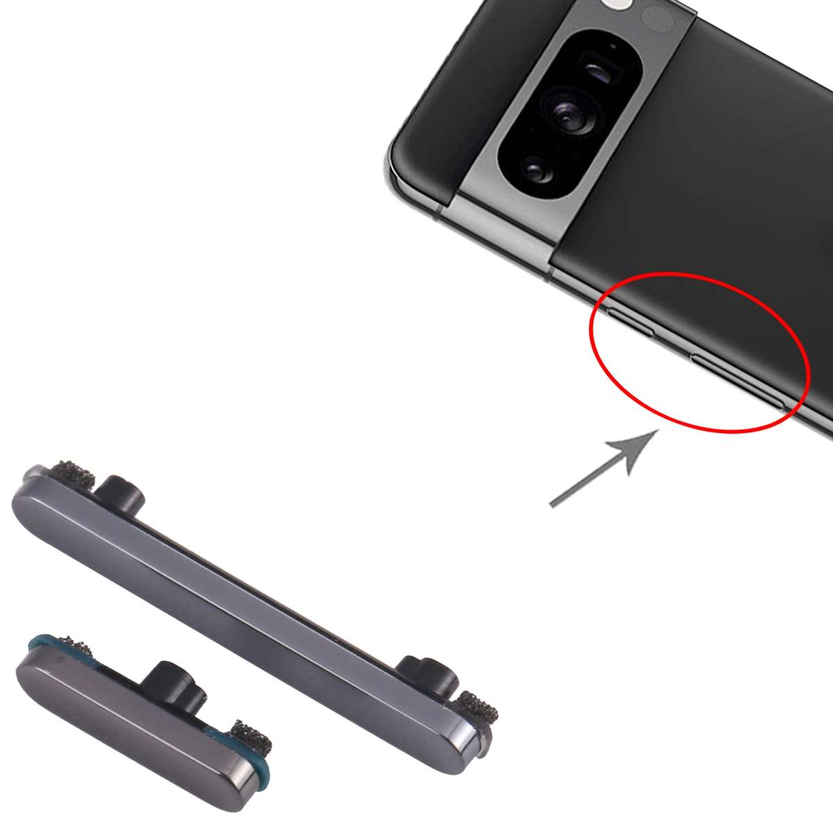 For Google Pixel 8 Pro Power Button + Volume Control Button (Black)