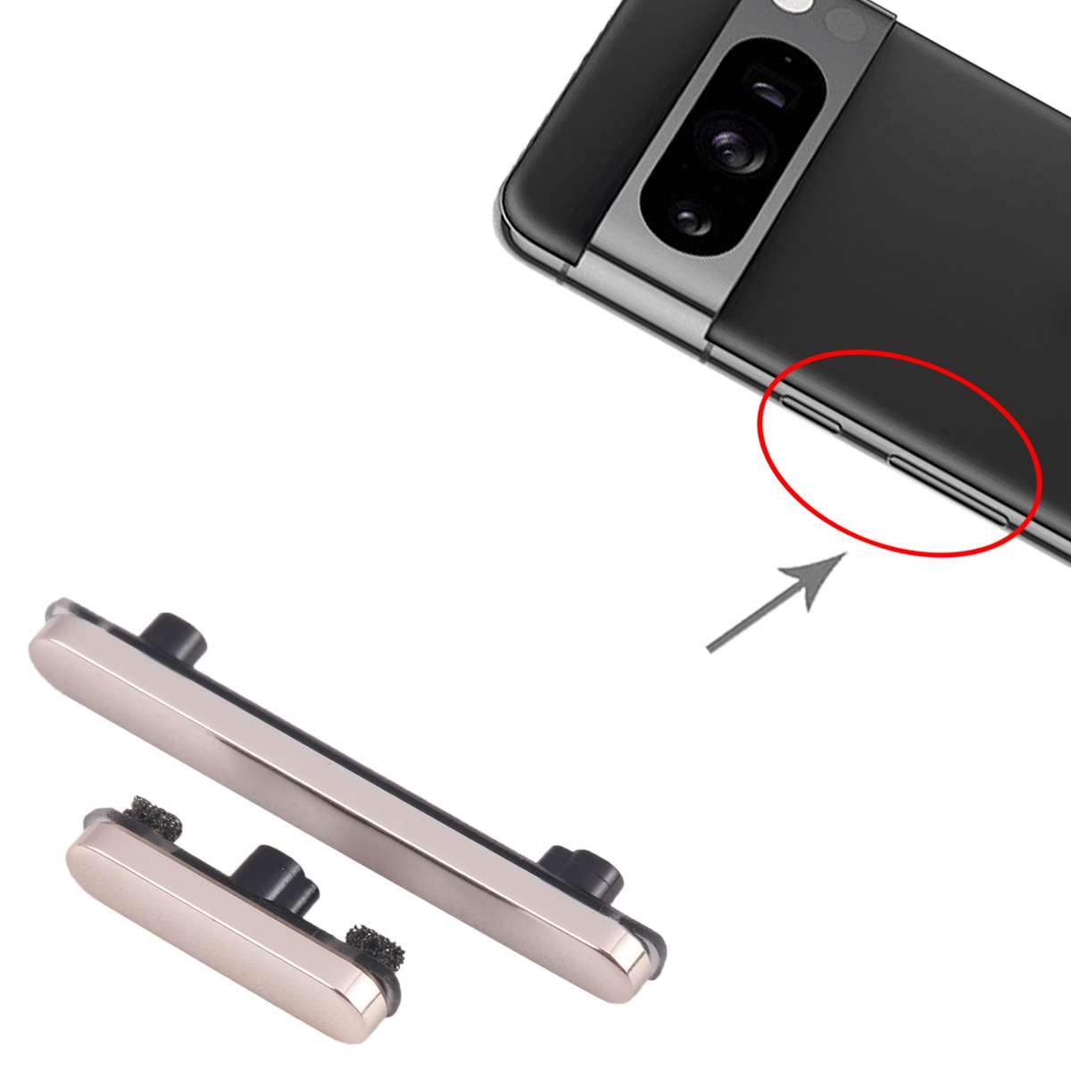 For Google Pixel 8 Pro Power Button + Volume Control Button (Black)