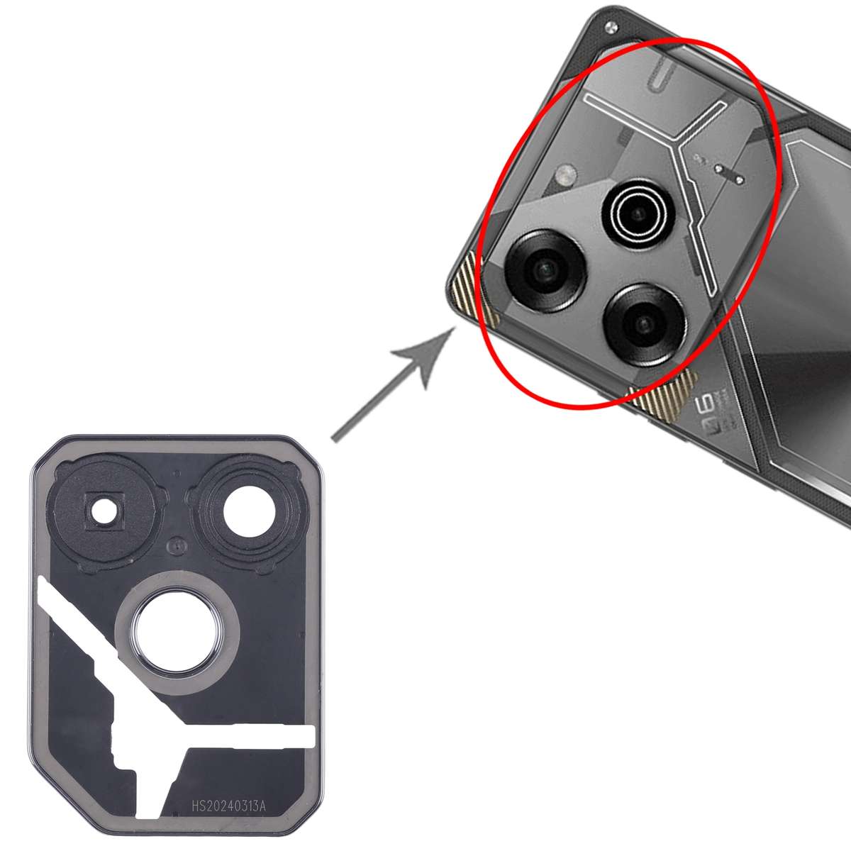 For Tecno Pova 6 Original Rear Camera Frame (Black)