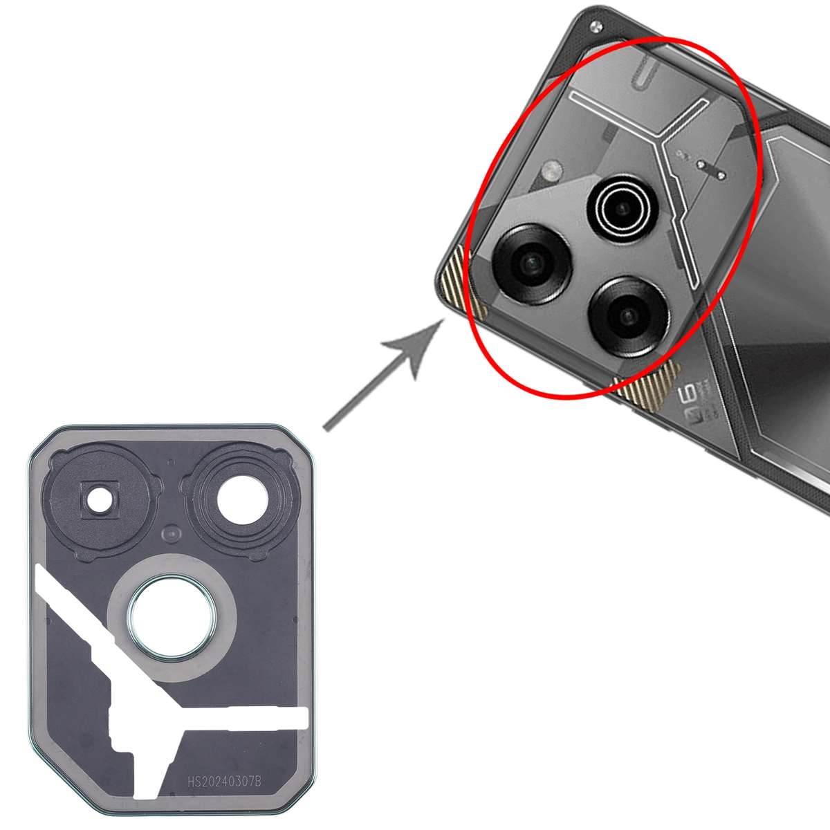 For Tecno Pova 6 Original Rear Camera Frame (Black)