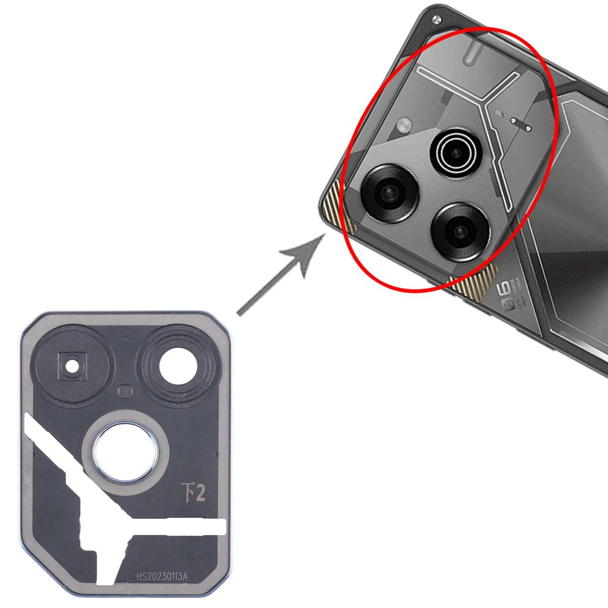 For Tecno Pova 6 Original Rear Camera Frame (Black)