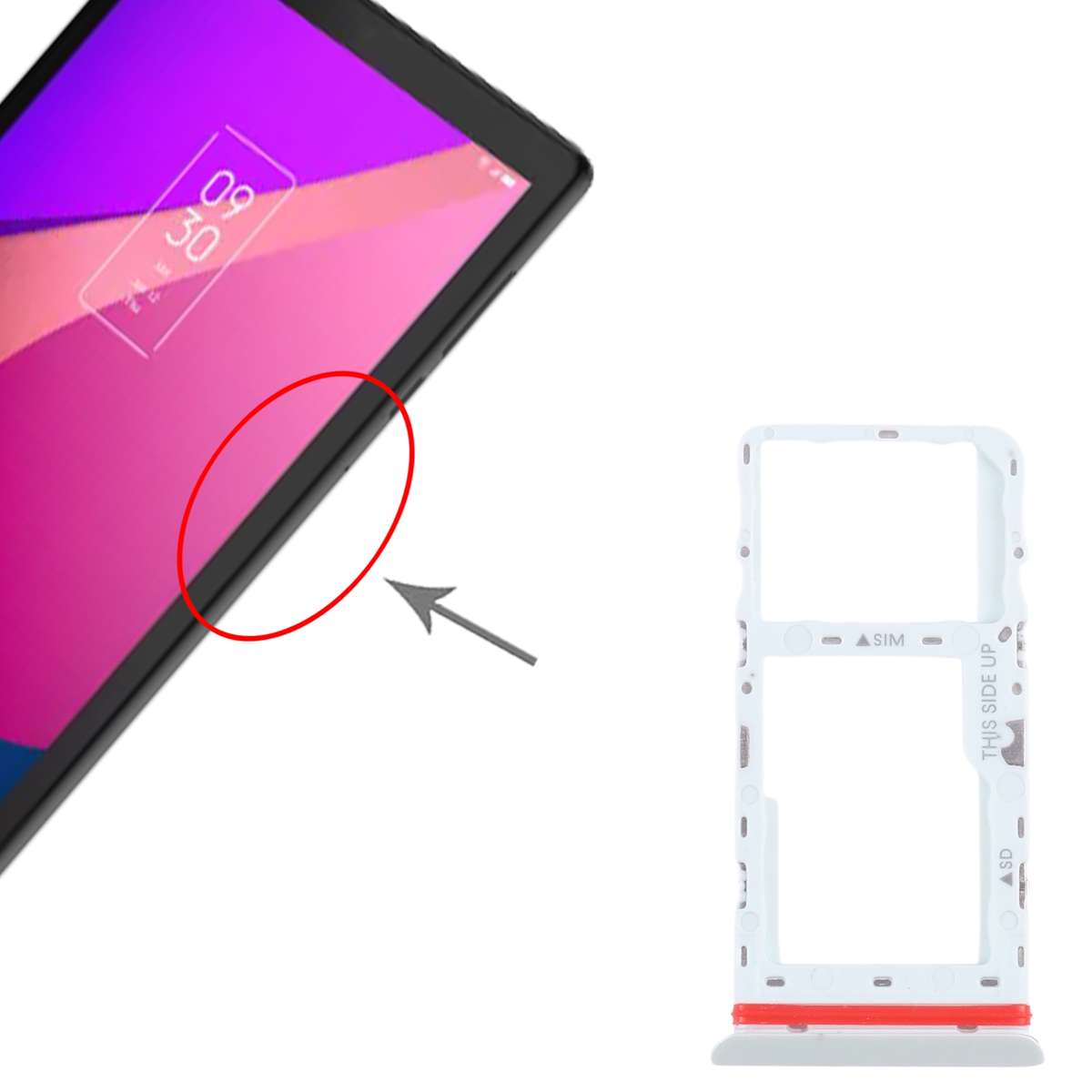 For Alcatel 1T 10 inch 2020 8091 SIM Card Tray + Micro SD Card Tray (Black)