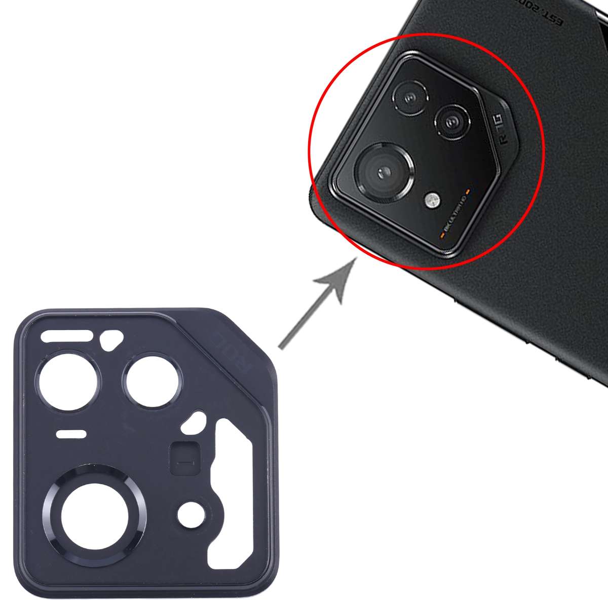For Asus ROG Phone 8 Pro AI2401 AI2401_A Original Rear Camera Frame (Black)