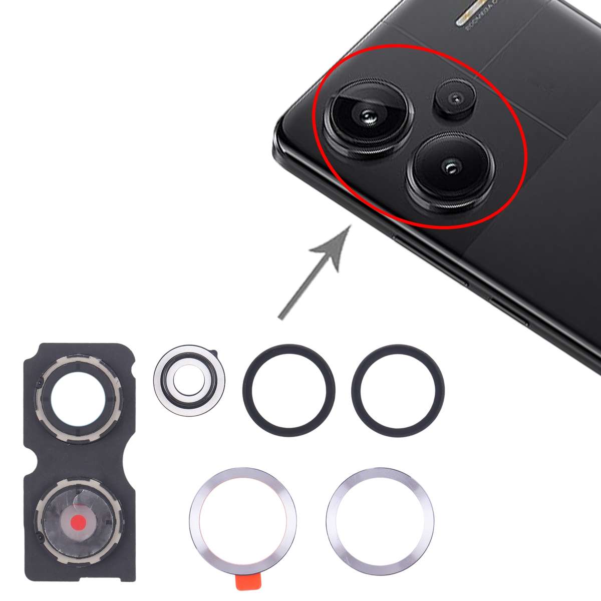 For Xiaomi Redmi Note 13 Pro+ Back Camera Lens Frame (Black)