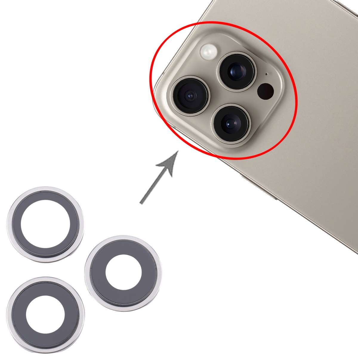 For iPhone 16 Pro Max 3pcs/Set Camera Lens Cover (Black)