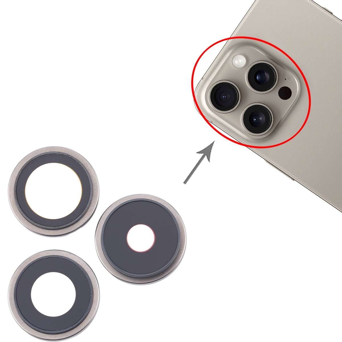 For iPhone 16 Pro 3pcs/Set Original Camera Lens Cover (Black)