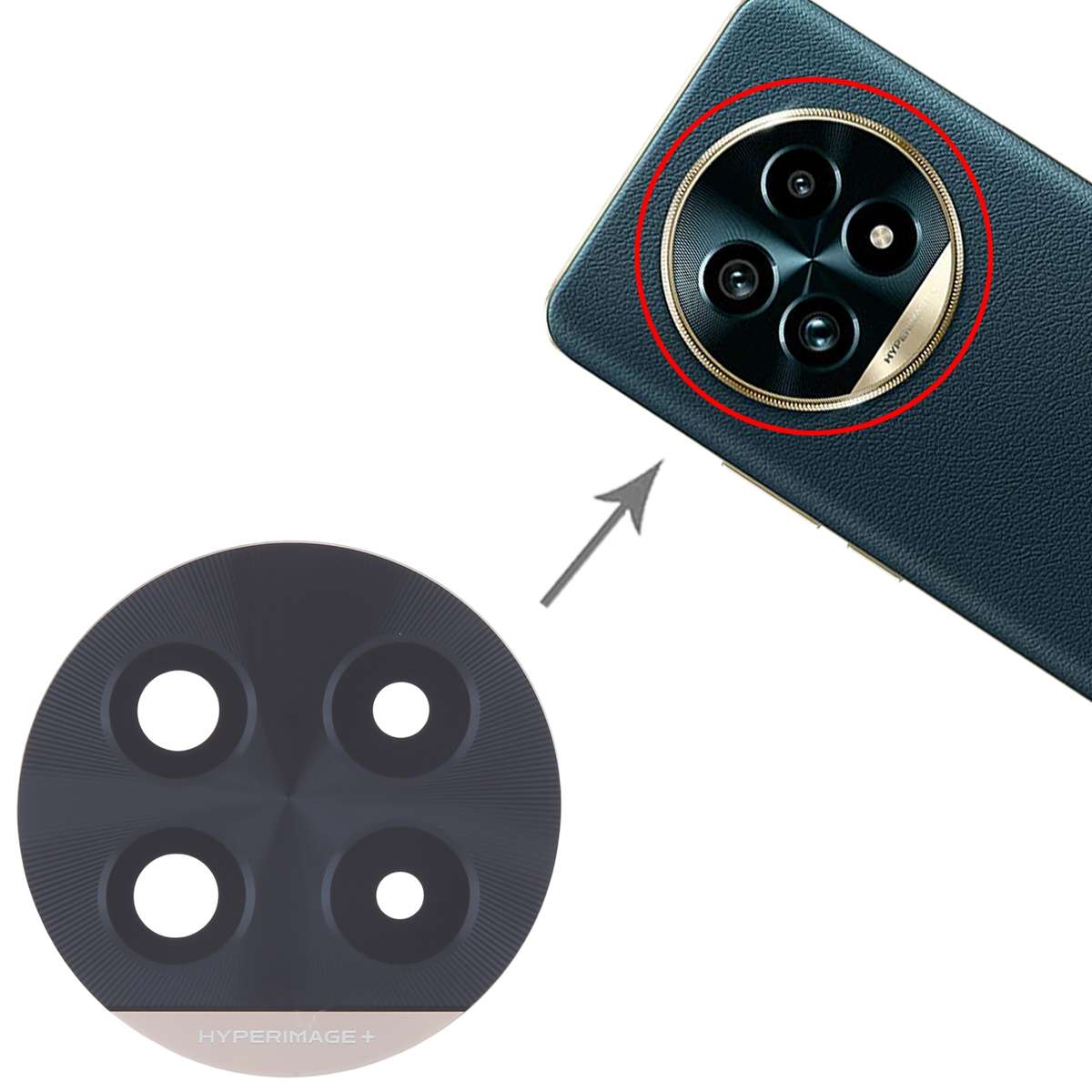 For Realme 13 Pro+ 10pcs Original Back Camera Lens (Black)