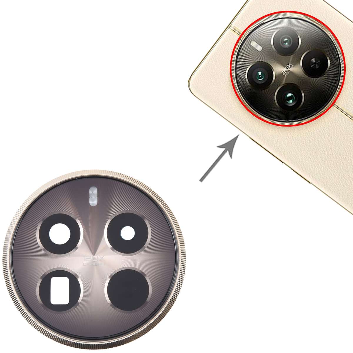 For Realme 12 Pro+ Original Camera Lens Cover (Gold)