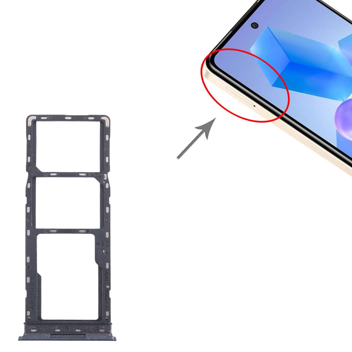 For Infinix Smart 8 Pro X6525 5pcs SIM Card Tray + SIM Card Tray + Micro SD Card Tray (Black)
