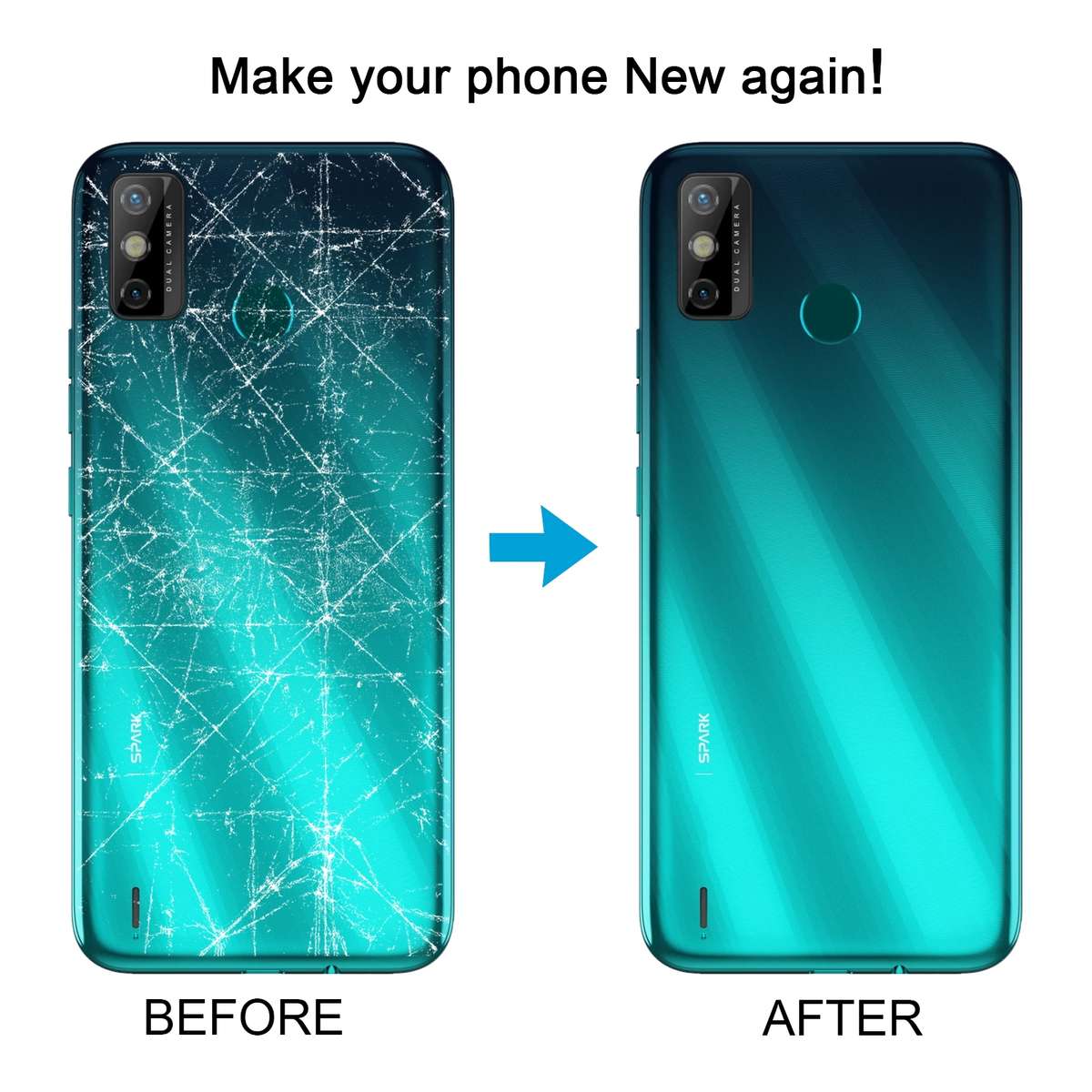 For Tecno Spark 6 Go Original Battery Back Cover(Black)