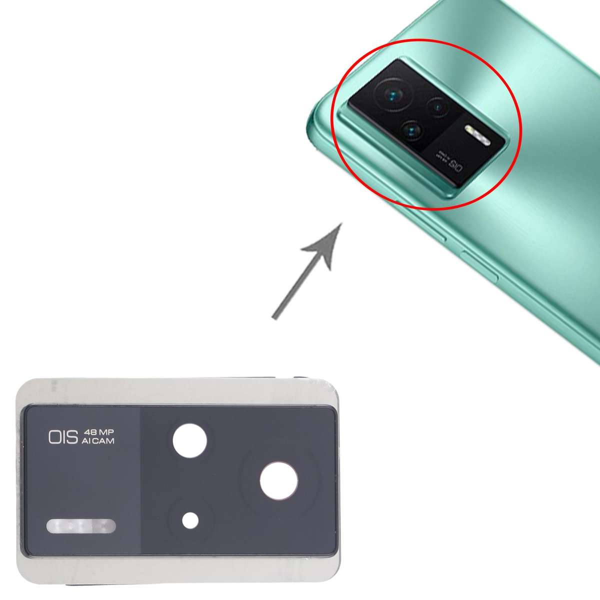 For Xiaomi Redmi K60E Original Rear Camera Lens Cover (Black)