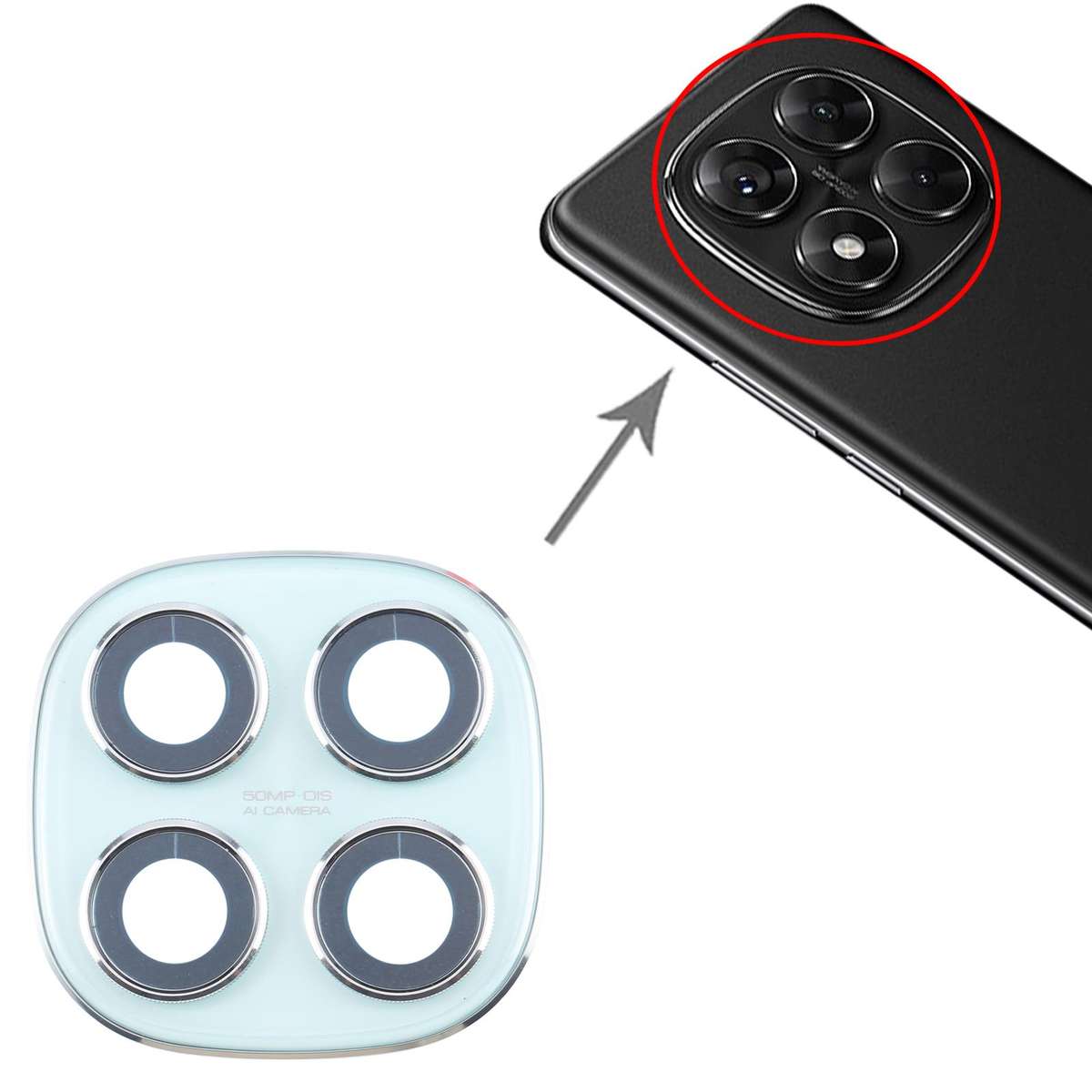 For Xiaomi Redmi Note 14 Pro 5G Original Rear Camera Lens Cover (Black)