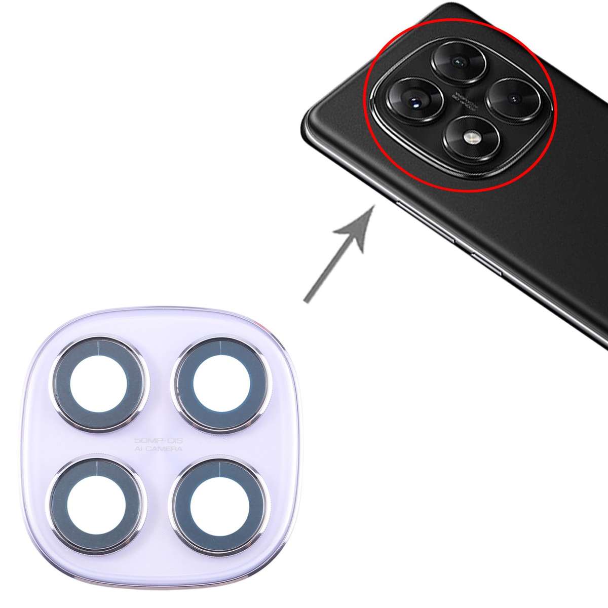 For Xiaomi Redmi Note 14 Pro 4G Original Rear Camera Lens Cover (Black)