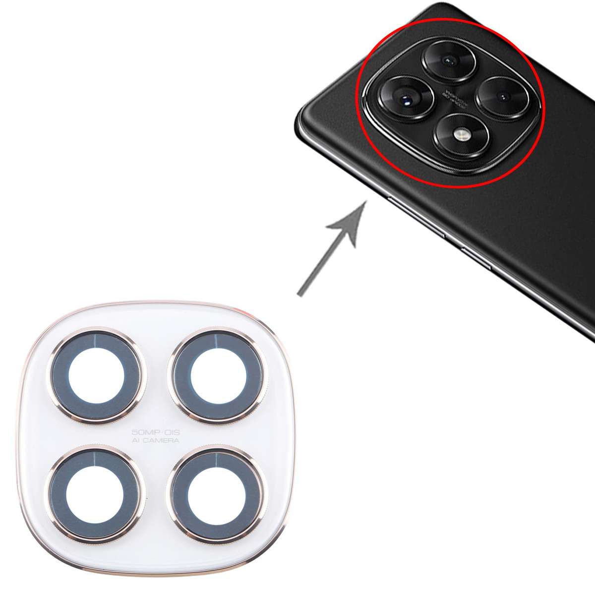 For Xiaomi Redmi Note 14 Pro 4G Original Rear Camera Lens Cover (Black)
