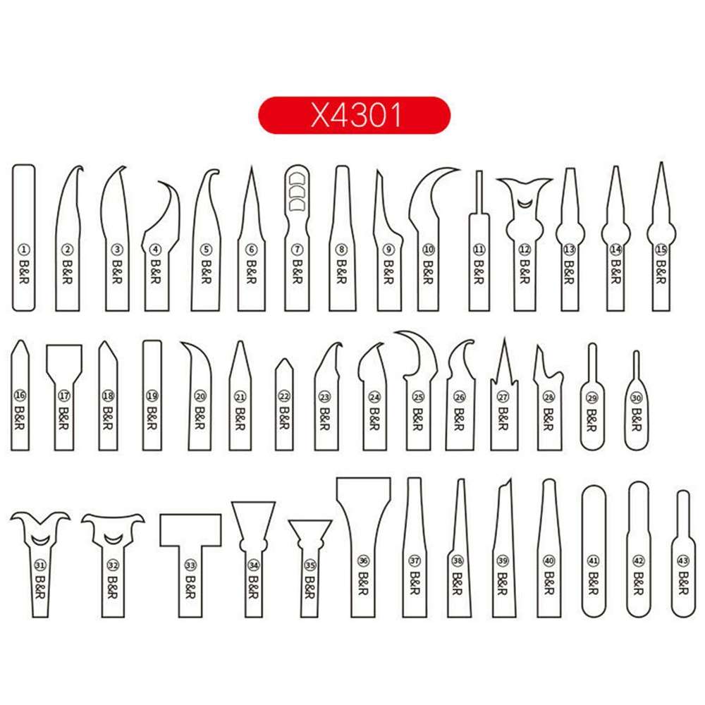 B&R X4301 43 in 1 Multi-Function CPU Glue Disassemble Knife Set