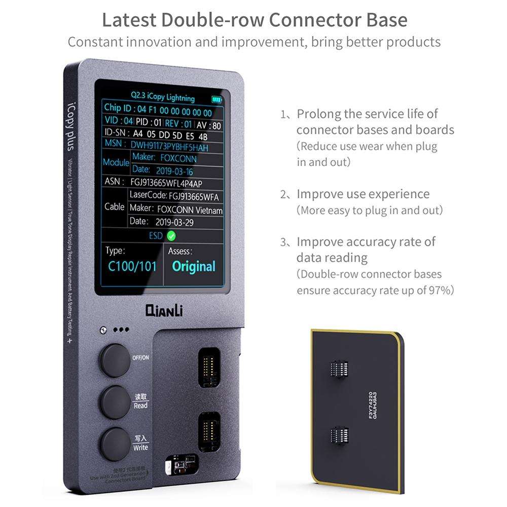 For iPhone 6 - 14 Pro Max 3 in 1 Qianli iCopy Plus 2.2 Repair Detection Programmer Set