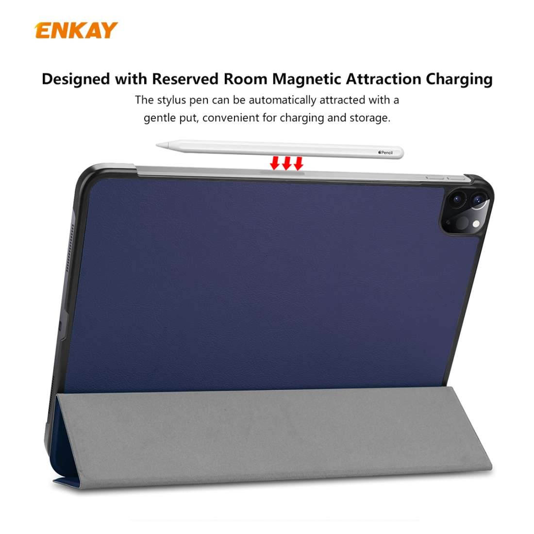 For iPad Pro 11 2022 / 2020 / 2021 ENKAY ENK-8001 Denim Pattern Horizontal Flip Le ... (Dark Blue)