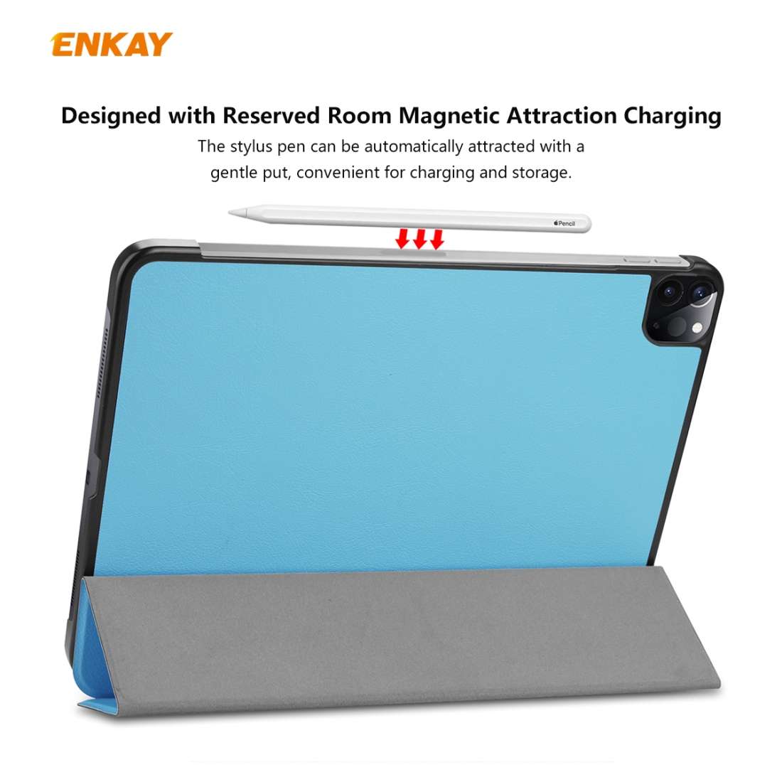 For iPad Pro 11 2022 / 2020 / 2021 ENKAY ENK-8001 Denim Pattern Horizontal Flip L ... (Light Blue)
