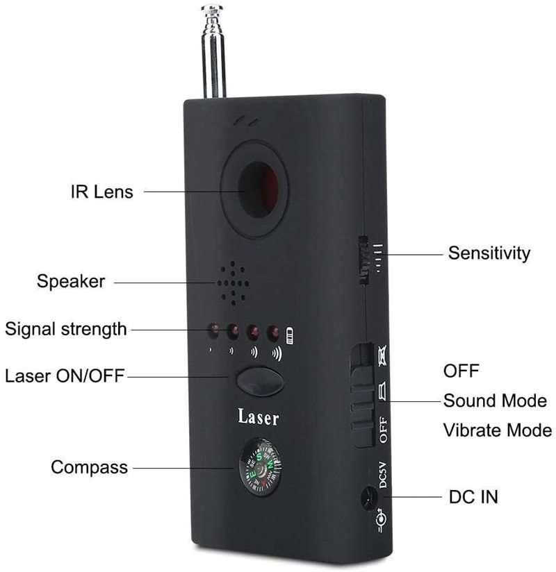 CC308 Full Range Camera Laser Detector Mini Wireless Camera Signal GSM Device Finder
