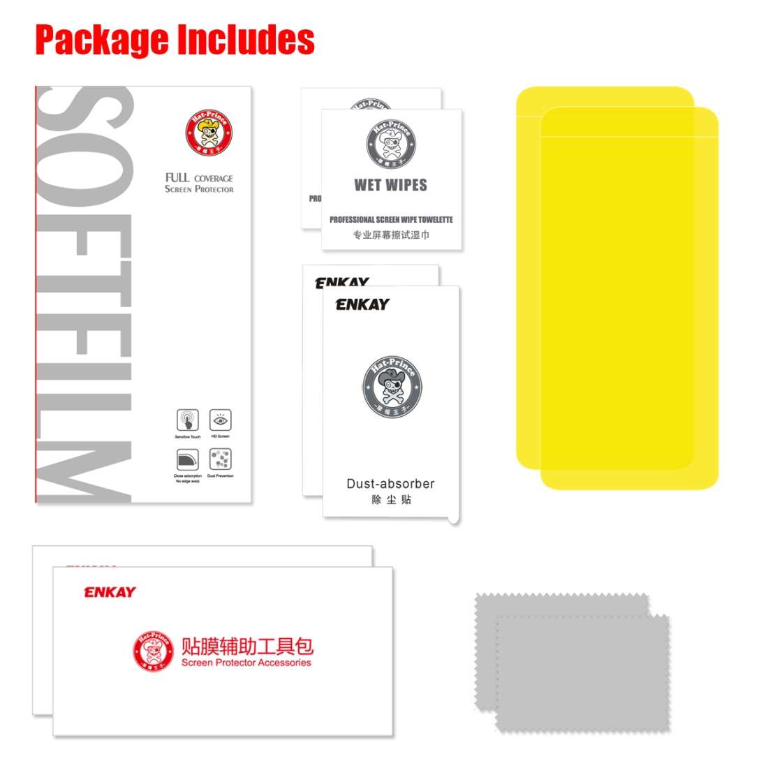 2 PCS ENKAY Hat-Prince 0.1mm 3D Full Screen Protector Explosion-proof Hydrogel Film for
