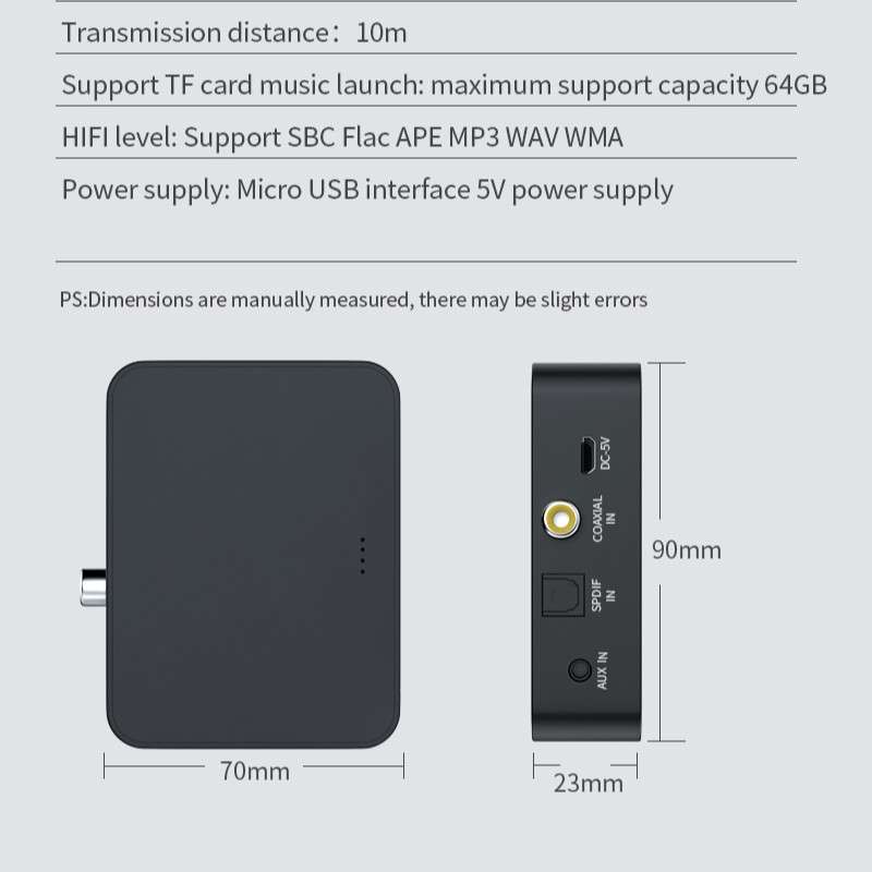T6 Bluetooth 5.0 Computer TV Transmitter Fiber coaxial AUX Multifunction TF Card HiFI Bluetooth Au