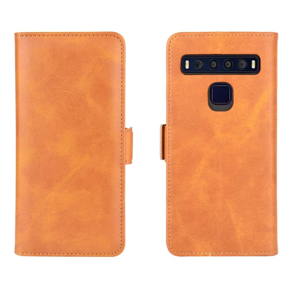 For TCL 10L Dual-side Magnetic Buckle Horizontal Flip Leather Case with Holder & Card ... (Yellow)