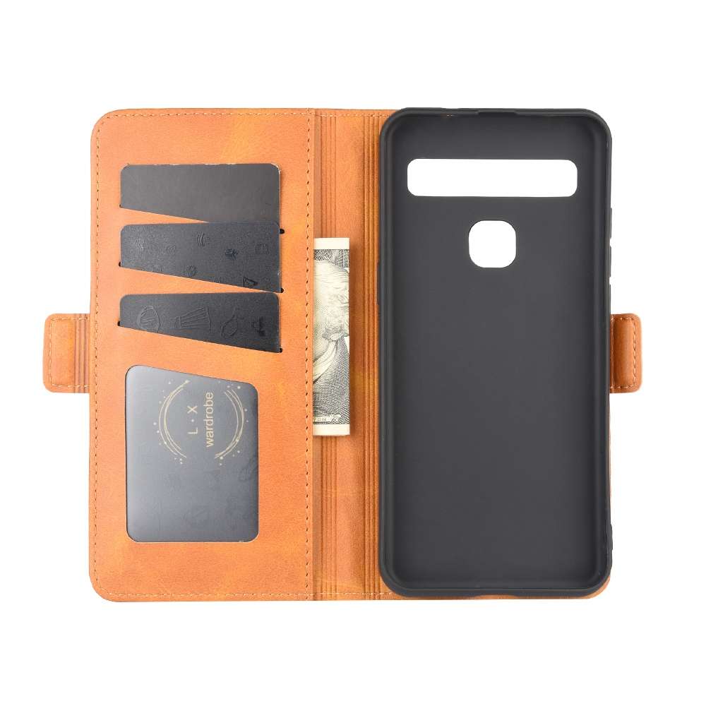 For TCL 10L Dual-side Magnetic Buckle Horizontal Flip Leather Case with Holder & Card ... (Yellow)