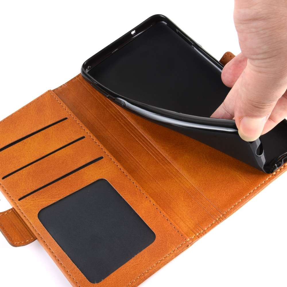 For TCL 10L Dual-side Magnetic Buckle Horizontal Flip Leather Case with Holder & Card ... (Yellow)