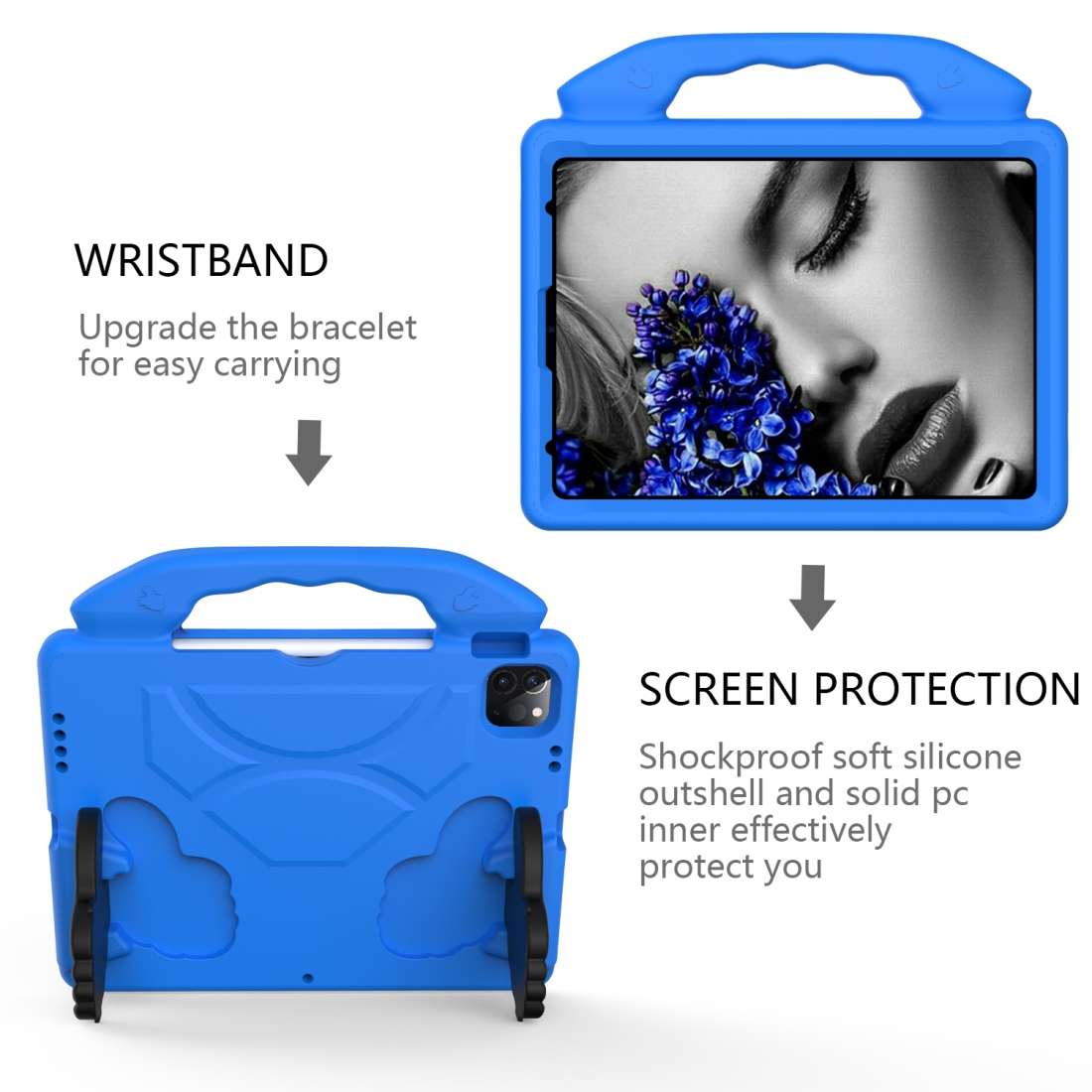 For iPad Pro 11 2020 EVA Shockproof Tablet Case with Thumb Bracket(Blue)