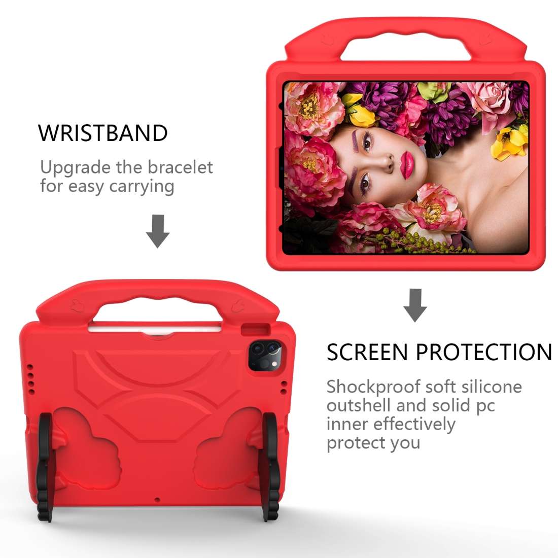 For iPad Pro 11 2020 EVA Shockproof Tablet Case with Thumb Bracket(Red)