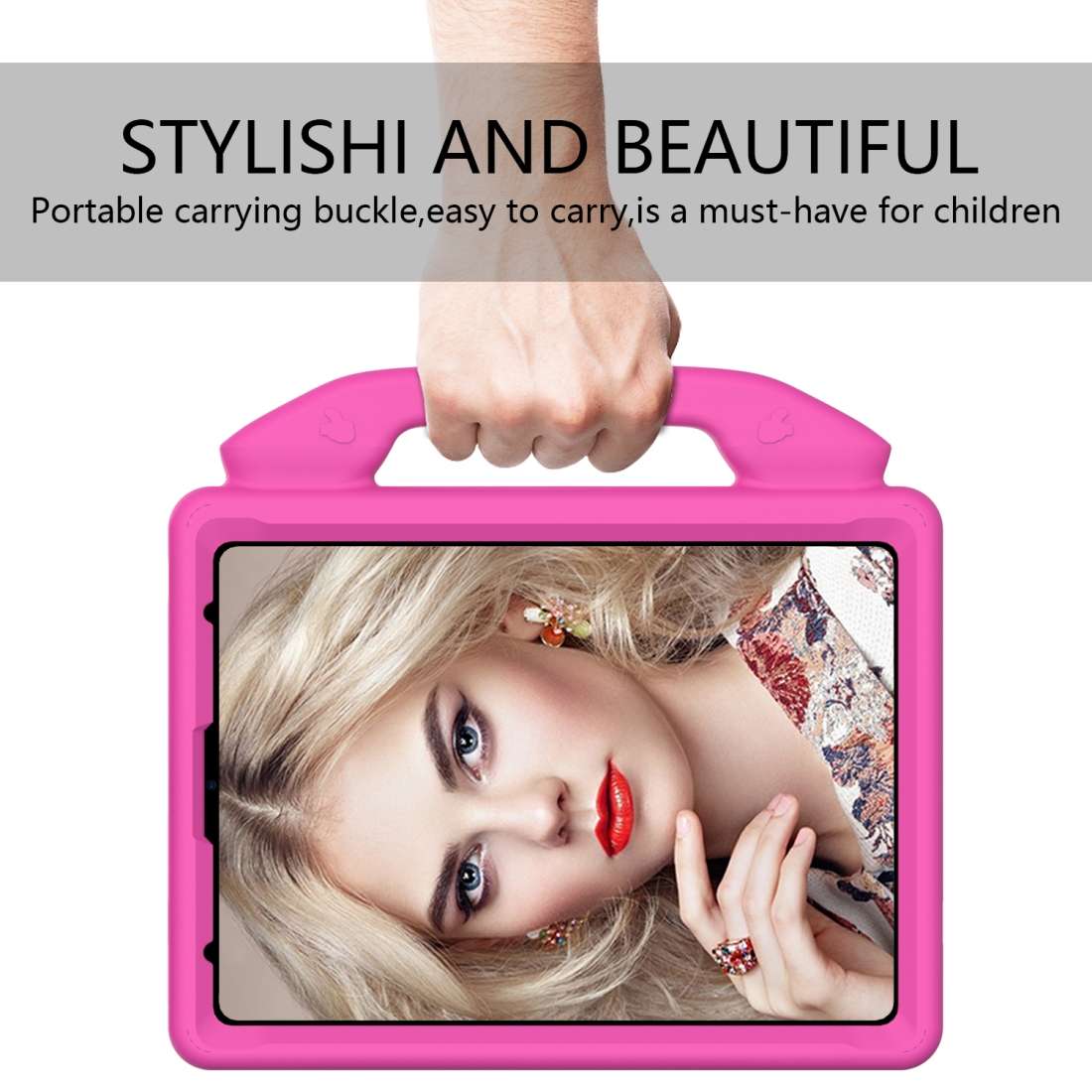 For iPad Pro 11 2020 EVA Shockproof Tablet Case with Thumb Bracket(Rose Red)