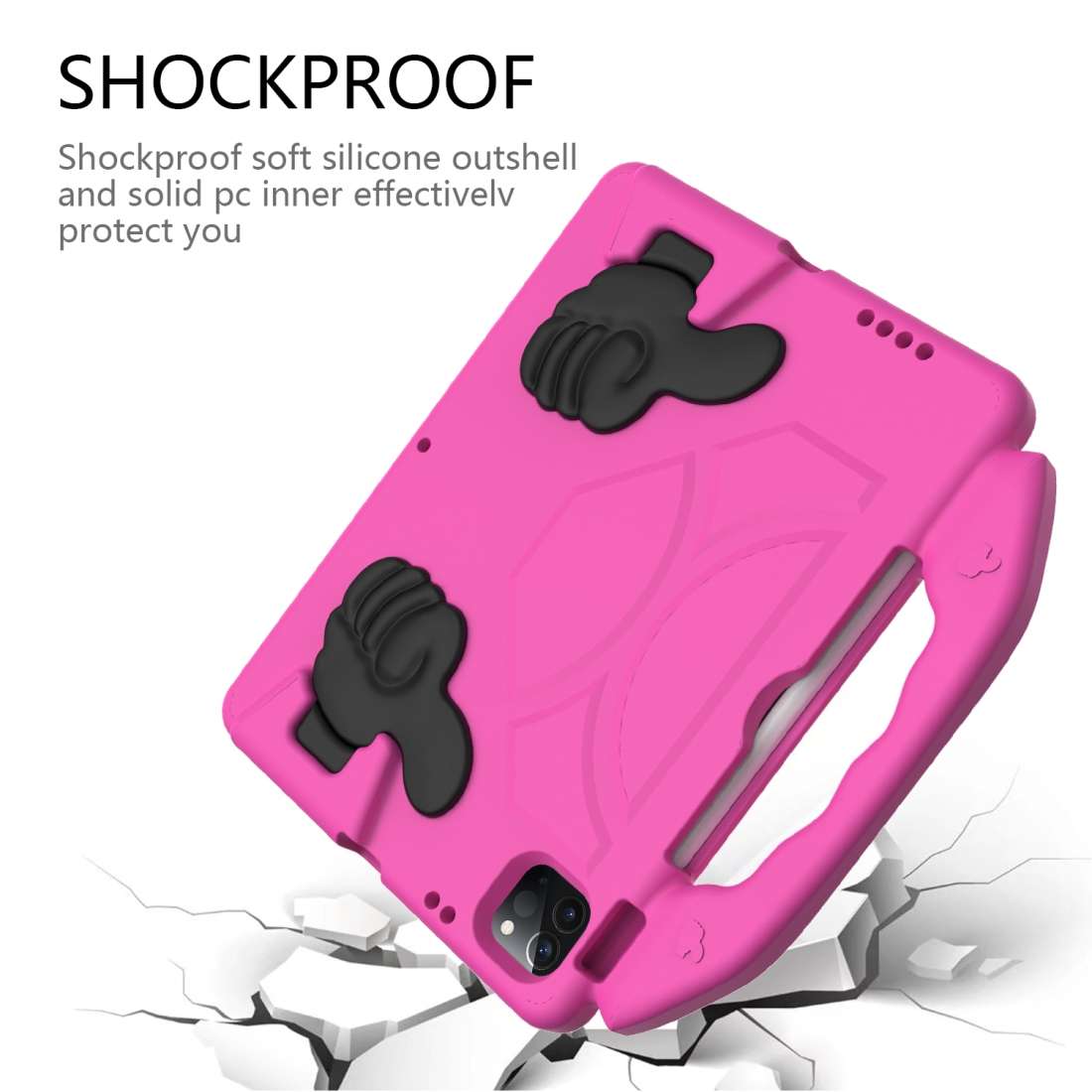 For iPad Pro 11 2020 EVA Shockproof Tablet Case with Thumb Bracket(Rose Red)