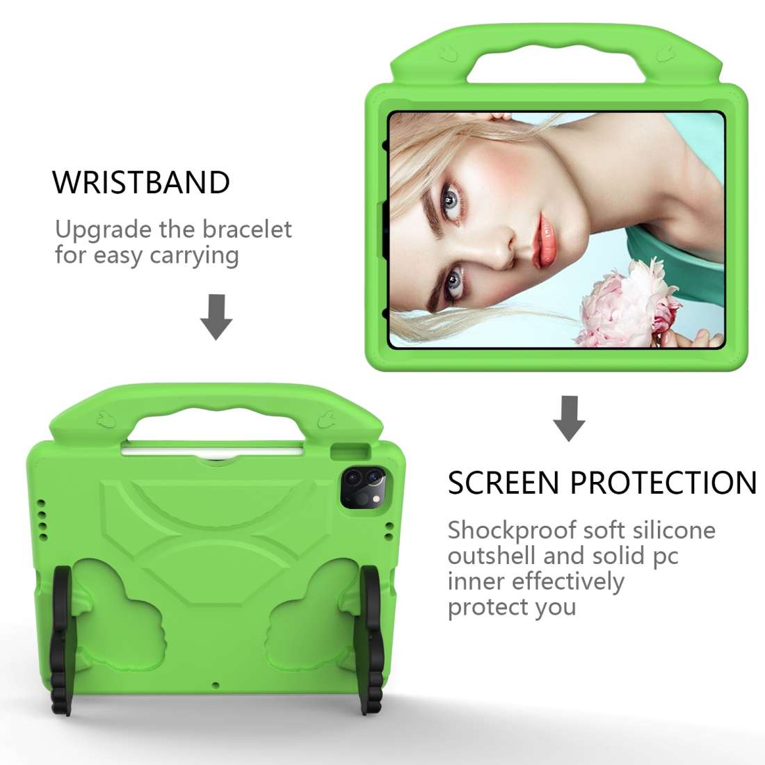 For iPad Pro 11 2020 EVA Shockproof Tablet Case with Thumb Bracket(Green)