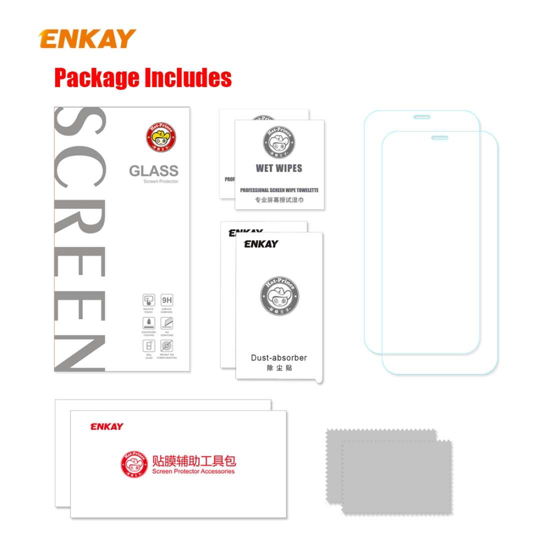 For iPhone 12 Pro Max 2pcs ENKAY Hat-Prince 0.26mm 9H 2.5D Curved Edge Explosion-proof Tempered Gl