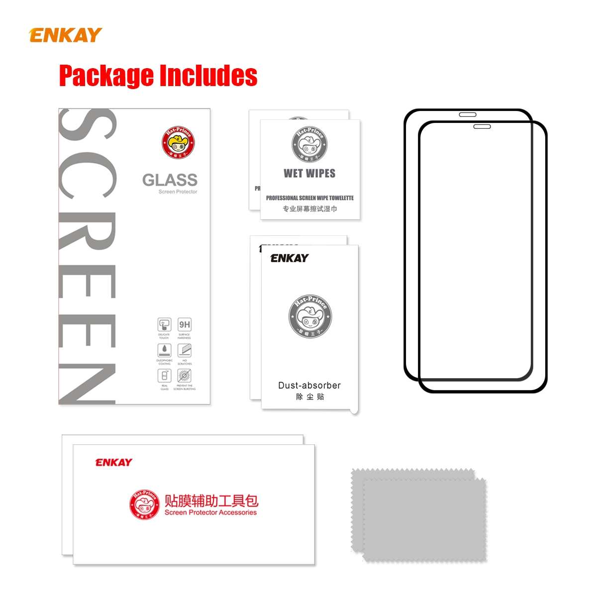 For iPhone 12 Pro Max 2pcs ENKAY Hat-Prince Full Glue 0.26mm 9H 2.5D Tempered Glass Full Coverage