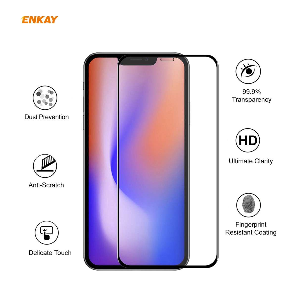 For iPhone 12 Pro Max ENKAY Hat-Prince 0.26mm 9H 6D Curved Full Coverage Tempered Glass Protector