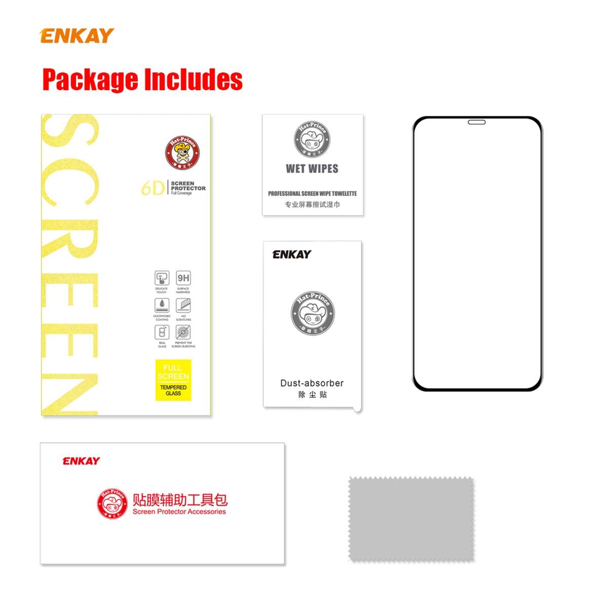 For iPhone 12 Pro Max ENKAY Hat-Prince 0.26mm 9H 6D Curved Full Coverage Tempered Glass Protector