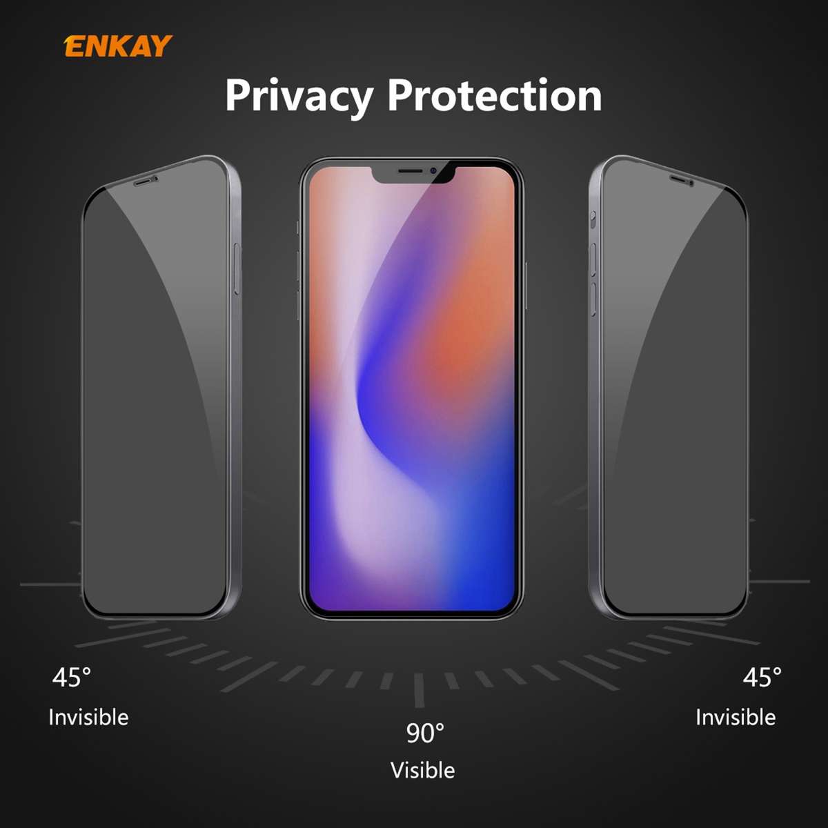 For iPhone 12 Pro Max 5pcs ENKAY Hat-Prince 0.26mm 9H 6D Privacy Anti-spy Full Screen Tempered Gla