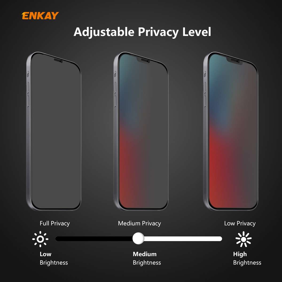 For iPhone 12 Pro Max 5pcs ENKAY Hat-Prince 0.26mm 9H 6D Privacy Anti-spy Full Screen Tempered Gla