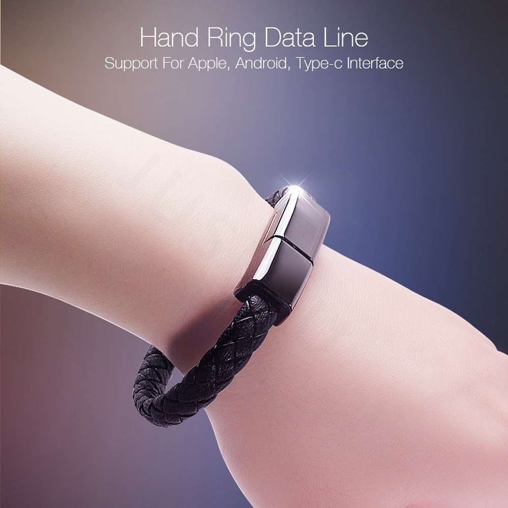 XJ-27 3A USB to USB-C / Type-C Creative Bracelet Data Cable, Cable Length: 22.5cm(Brown)