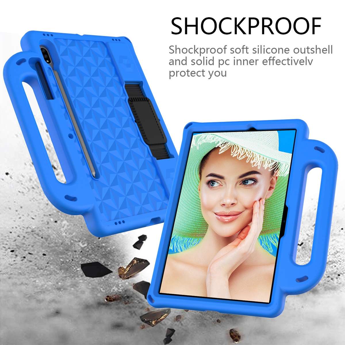 For Galaxy Tab S8 / Galaxy Tab S7 T870/T875 Diamond Series EVA Anti-Fall Shockproof Sle ... (Blue)