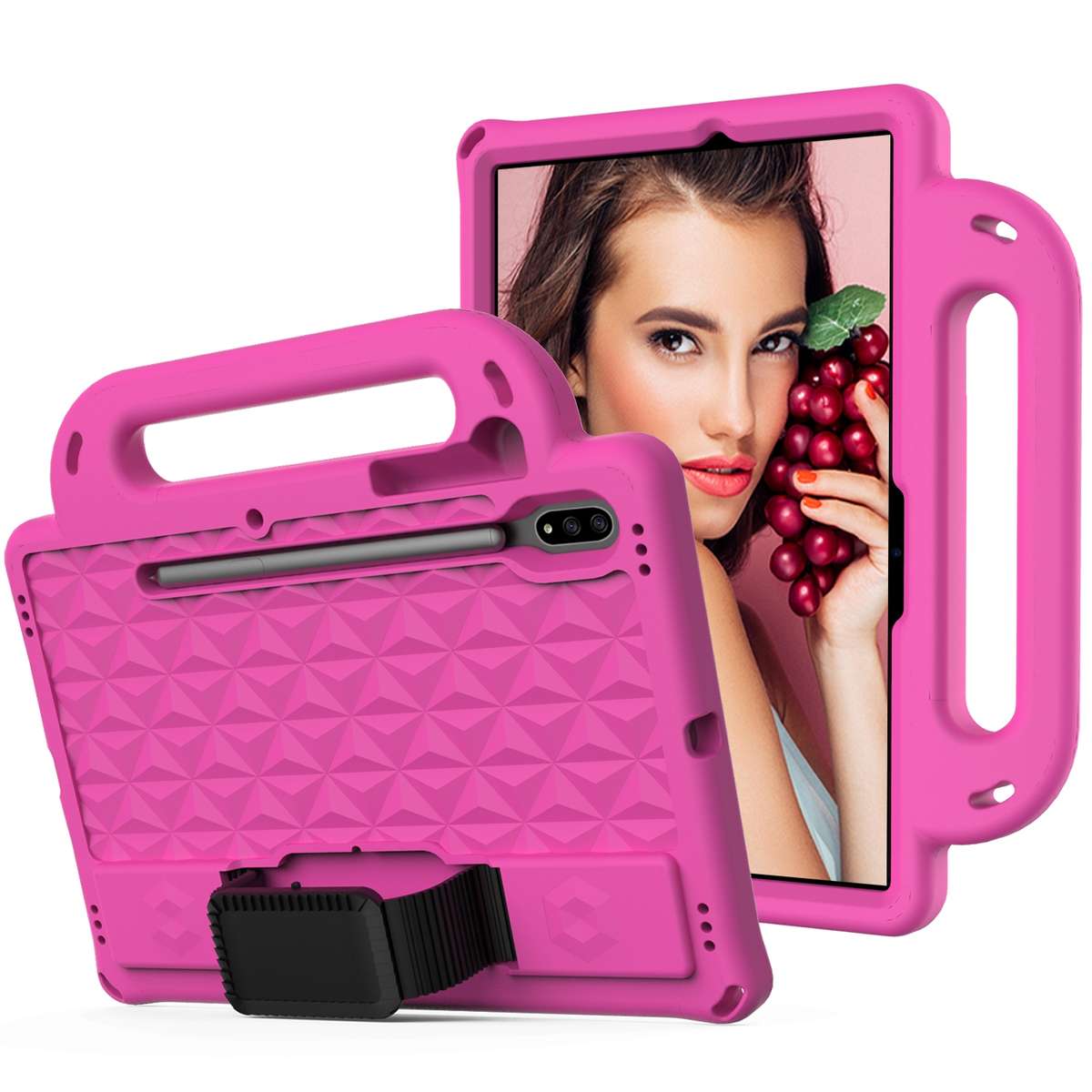 For Galaxy Tab S8 / Galaxy Tab S7 T870/T875 Diamond Series EVA Anti-Fall Shockproof ... (Rose Red)