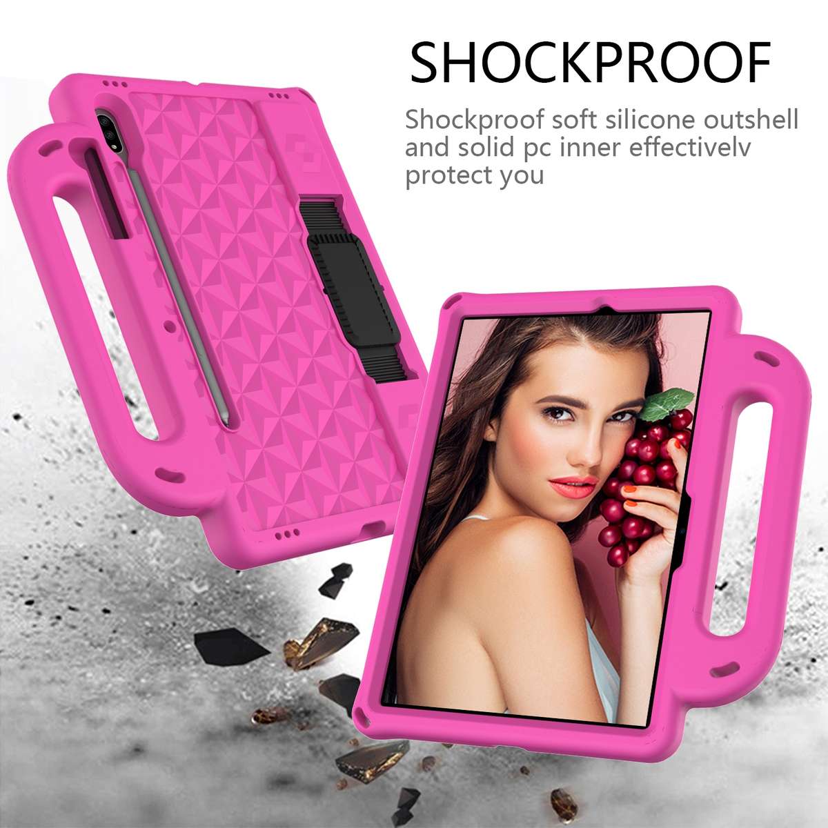 For Galaxy Tab S8 / Galaxy Tab S7 T870/T875 Diamond Series EVA Anti-Fall Shockproof ... (Rose Red)