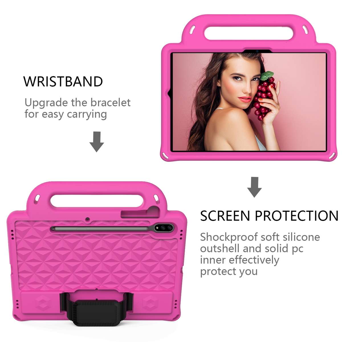 For Galaxy Tab S8 / Galaxy Tab S7 T870/T875 Diamond Series EVA Anti-Fall Shockproof ... (Rose Red)