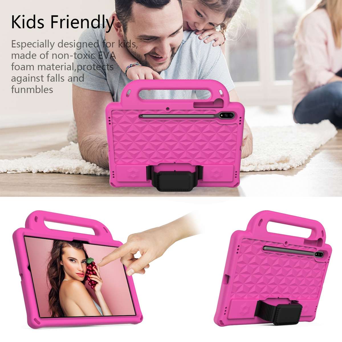 For Galaxy Tab S8 / Galaxy Tab S7 T870/T875 Diamond Series EVA Anti-Fall Shockproof ... (Rose Red)