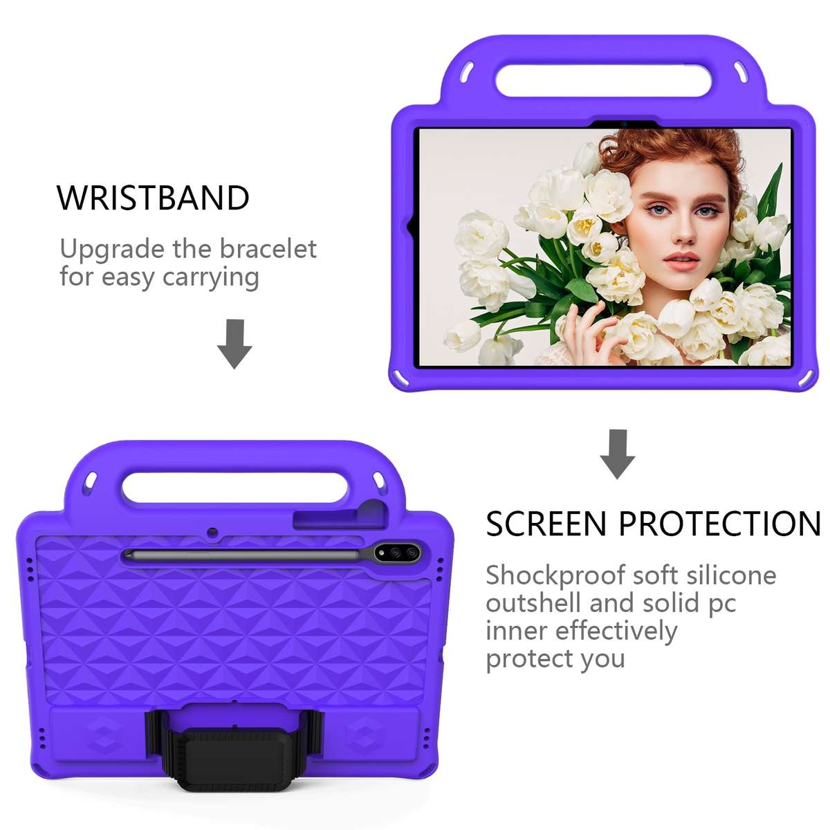 For Galaxy Tab S8 / Galaxy Tab S7 T870/T875 Diamond Series EVA Anti-Fall Shockproof S ... (Purple)
